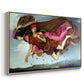 Angled view of Night and Sleep, 1878 by Evelyn De Morgan in a natural wood floater framed canvas.