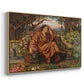 Angled view of A Soul in Hell, c. 1901-1902 by Evelyn De Morgan in a natural wood floater framed canvas.