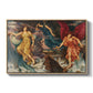 The Storm Spirits, 1900 by Evelyn De Morgan in a natural wood floater framed canvas wall art display.