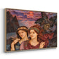 Angled view of The Vision, 1914 by Evelyn De Morgan in a natural wood floater framed canvas.