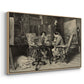 Angled view of The Chess Players, 1858 by Ernest Meissonier in a natural wood floater framed canvas.