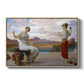 Winding the Skein, c. 1878 by Frederic Leighton in a natural wood floater framed canvas wall art display.