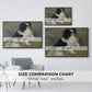 Size comparison chart for black floater framed canvas featuring Tama, the Japanese Dog, c. 1876 by Pierre-Auguste Renoir.