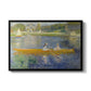 The Skiff (La Yole), 1875 by Pierre-Auguste Renoir in a black floater framed canvas wall art display.