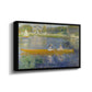 Angled view of The Skiff (La Yole), 1875 by Pierre-Auguste Renoir in a black floater framed canvas.