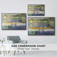 Size comparison chart for black floater framed canvas featuring The Skiff (La Yole), 1875 by Pierre-Auguste Renoir.