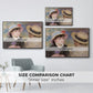 Size comparison chart for black floater framed canvas featuring Boating Couple (Aline Charigot and Renoir), c. 1881 by Pierre-Auguste Renoir.