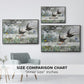 Size comparison chart for black floater framed canvas featuring Common Swifts, 1886 by Bruno Liljefors.