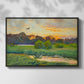 Front view of Flying Duck at Sunset, 1924 by Bruno Liljefors in a black floater framed canvas.
