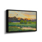 Angled view of Flying Duck at Sunset, 1924 by Bruno Liljefors in a black floater framed canvas.