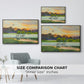 Size comparison chart for black floater framed canvas featuring Flying Duck at Sunset, 1924 by Bruno Liljefors.