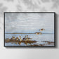 Front view of Greylag Geese (Grågäss), 1922 by Bruno Liljefors in a black floater framed canvas.