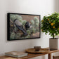 Hooded Crows (Kråkor), 1891 by Bruno Liljefors, presented in a black floater framed canvas featuring two crows perched on ground among grass and earth tones, displayed above a hallway console table.