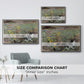 Size comparison chart for black floater framed canvas featuring Cat on a Flowery Meadow, 1887 by Bruno Liljefors.
