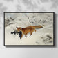 Front view of Fox in Snow Landscape, 1900 by Bruno Liljefors in a black floater framed canvas.
