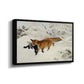 Angled view of Fox in Snow Landscape, 1900 by Bruno Liljefors in a black floater framed canvas.