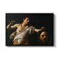 David with the Head of Goliath (Vienna Version), c. 1607 by Caravaggio in a black floater framed canvas wall art display.