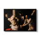 The Flagellation of Christ at the Column (Rouen Version), 1606 by Caravaggio in a black floater framed canvas wall art display.