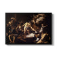 The Martyrdom of Saint Matthew, 1599-1600 by Caravaggio in a black floater framed canvas wall art display.