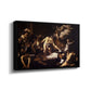 Angled view of The Martyrdom of Saint Matthew, 1599-1600 by Caravaggio in a black floater framed canvas.