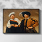 Front view of The Fortune Teller (Capitoline Version), c. 1599 by Caravaggio in a black floater framed canvas.