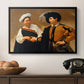 The Fortune Teller (Capitoline Version), c. 1599 by Caravaggio in a black floater framed canvas displayed above a console table in a hallway, featuring a genre scene of fortune telling with subtle theft.