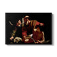 The Sacrifice of Isaac (Uffizi Version), c. 1603 by Caravaggio in a black floater framed canvas wall art display.