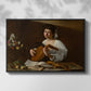 Front view of The Lute Player (Hermitage Version), c. 1596 by Caravaggio in a black floater framed canvas.