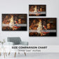 Size comparison chart for black floater framed canvas featuring Rest on the Flight into Egypt, c. 1597 by Caravaggio.