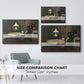 Size comparison chart for black floater framed canvas featuring Interior, after Dinner, 1868-1869 by Claude Monet.