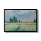 The Wheat Field (Champ de Blé), 1881 by Claude Monet in a black floater framed canvas wall art display.