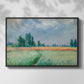 Front view of The Wheat Field (Champ de Blé), 1881 by Claude Monet in a black floater framed canvas.
