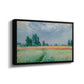 Angled view of The Wheat Field (Champ de Blé), 1881 by Claude Monet in a black floater framed canvas.