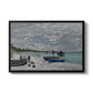 The Beach at Sainte-Adresse, 1867 by Claude Monet in a black floater framed canvas wall art display.