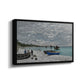 Angled view of The Beach at Sainte-Adresse, 1867 by Claude Monet in a black floater framed canvas.
