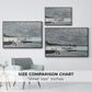 Size comparison chart for black floater framed canvas featuring The Beach at Sainte-Adresse, 1867 by Claude Monet.