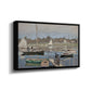 Angled view of The Basin at Argenteuil, 1874 by Claude Monet in a black floater framed canvas.