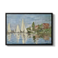 Regatta at Argenteuil, 1872 by Claude Monet in a black floater framed canvas wall art display.