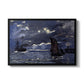 A Seascape, Shipping by Moonlight, 1864 by Claude Monet in a black floater framed canvas wall art display.