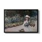Young Girl in the Garden at Giverny, 1888 by Claude Monet in a black floater framed canvas wall art display.