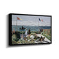 Angled view of Garden at Sainte-Adresse, 1867 by Claude Monet in a black floater framed canvas.