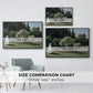 Size comparison chart for black floater framed canvas featuring Woman in the Garden, Sainte-Adresse, 1867 by Claude Monet.