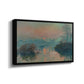 Angled view of Sunset on the Seine at Lavacourt, Winter Effect, 1880 by Claude Monet in a black floater framed canvas.