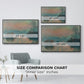 Size comparison chart for black floater framed canvas featuring Sunset on the Seine at Lavacourt, Winter Effect, 1880 by Claude Monet.
