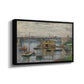 Angled view of Bridge at Argenteuil on a Gray Day, c. 1876 by Claude Monet in a black floater framed canvas.
