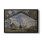 The Gare Saint-Lazare, 1877 by Claude Monet in a black floater framed canvas wall art display.