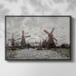 Front view of Windmills near Zaandam, 1871 by Claude Monet in a black floater framed canvas.