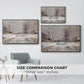 Size comparison chart for black floater framed canvas featuring The Boulevard de Pontoise at Argenteuil, Snow Effect, 1875 by Claude Monet.