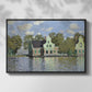 Front view of Houses on the Zaan River at Zaandam, 1871 by Claude Monet in a black floater framed canvas.