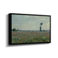 Angled view of Poppy Field, 1881 by Claude Monet in a black floater framed canvas.